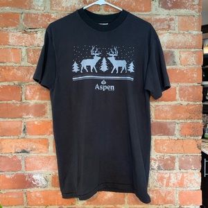 Vintage 80s Aspen Ski Graphic T Made In USA Size L